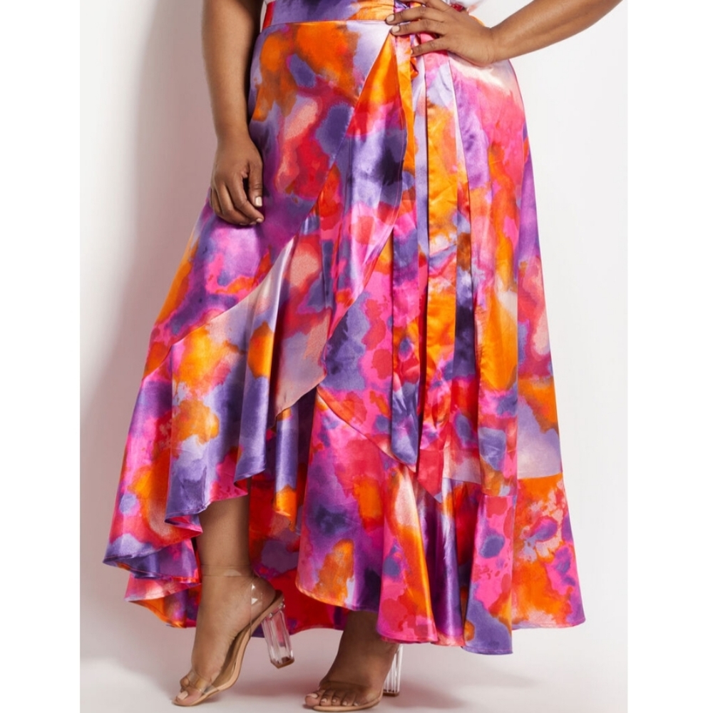 Water Color Satin Skirt